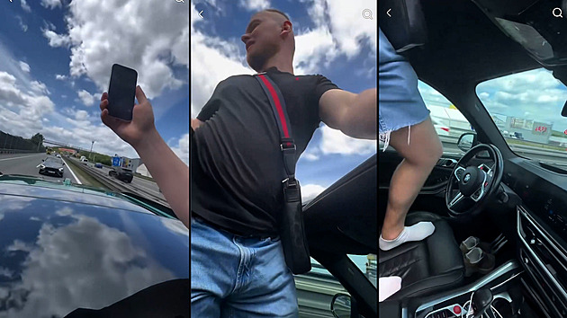 VIDEO: Řidič na D1 nechal jet své BMW na autopilota, sám vylezl střešním oknem